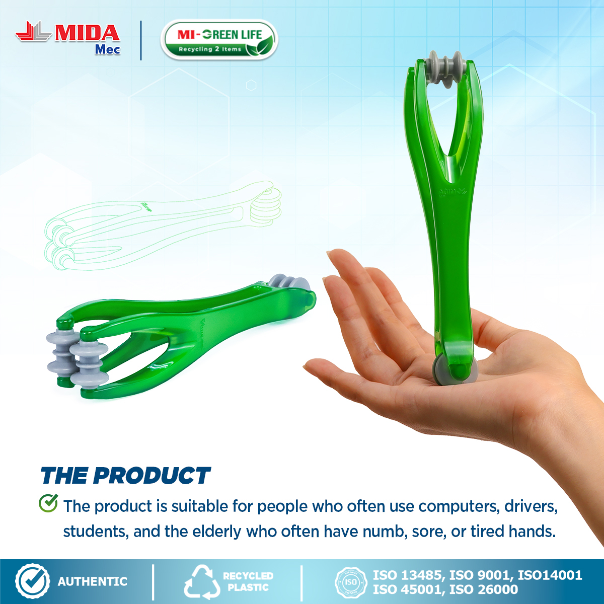 Finger massager 12 pack/box (3 colors red, blue, green) 3 240528 Massage Tay 1200x1200 Green 2