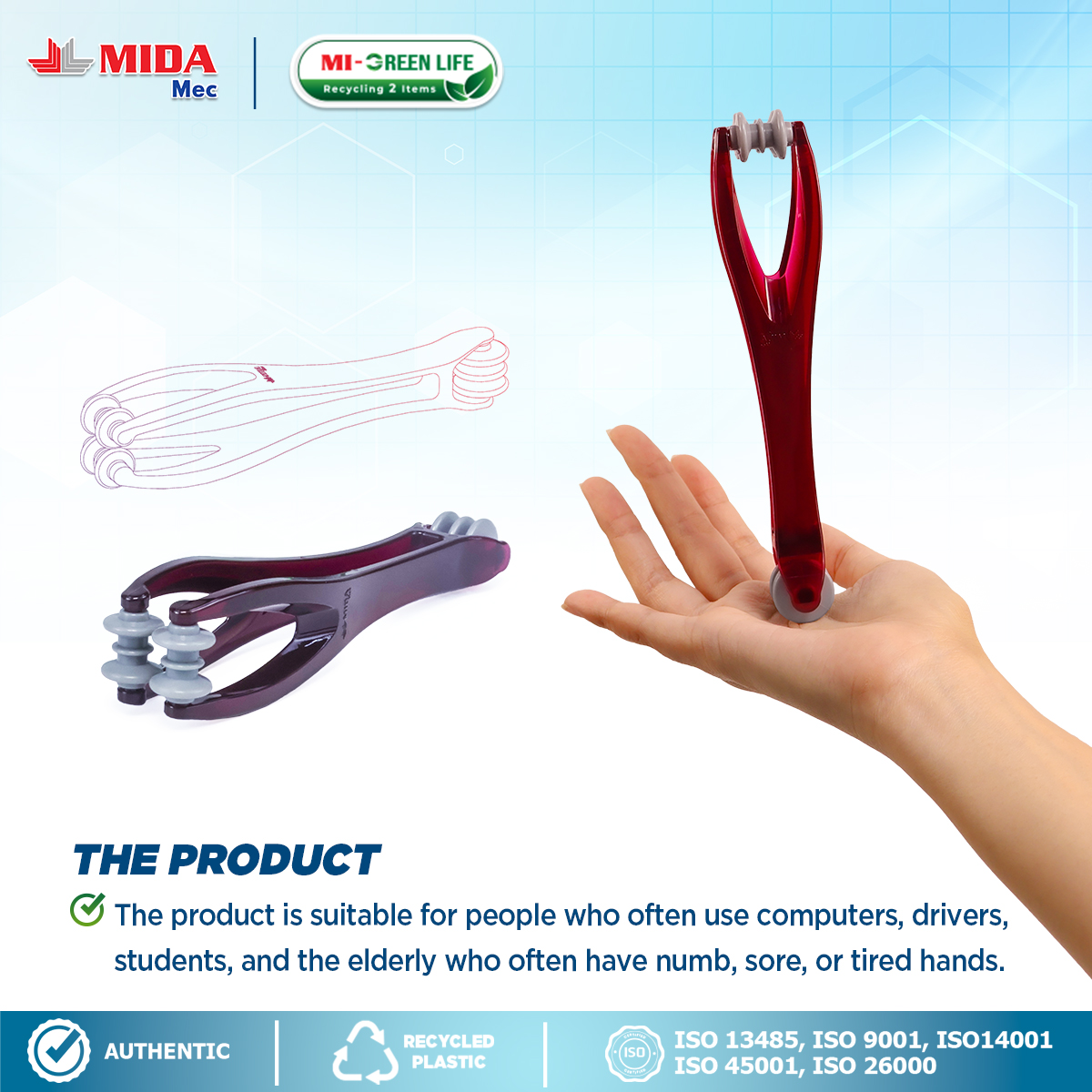 Finger massager 12 pack/box (3 colors red, blue, green) 2 240528 Massage Tay 1200x1200 Red 2