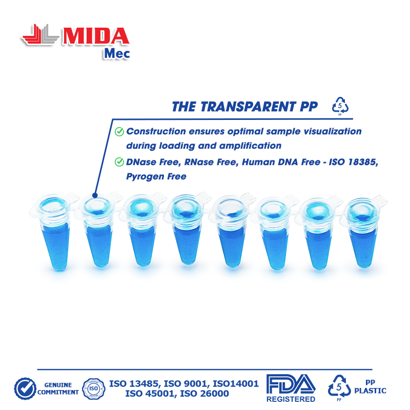 PCR tube 8 - 0.2ml (125 pcs/bag) 3 DAY 02ML 2b