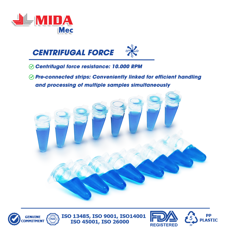 PCR tube 8 - 0.2ml (125 pcs/bag) 4 DAY 02ML 3b